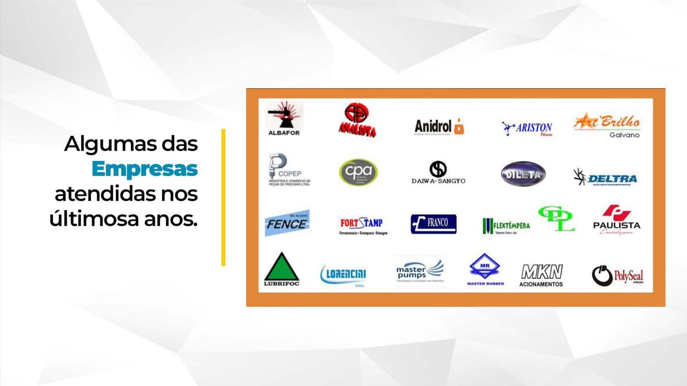 Algumas das empresas atendidas nos últimos anos